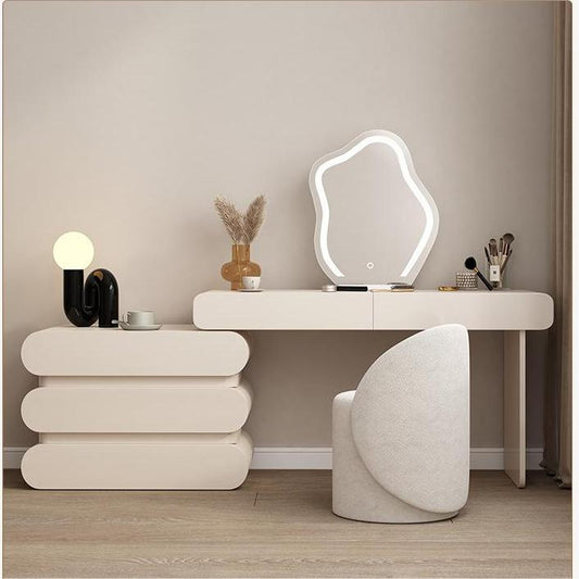 Cream style multi-storage magic mirror dressing table